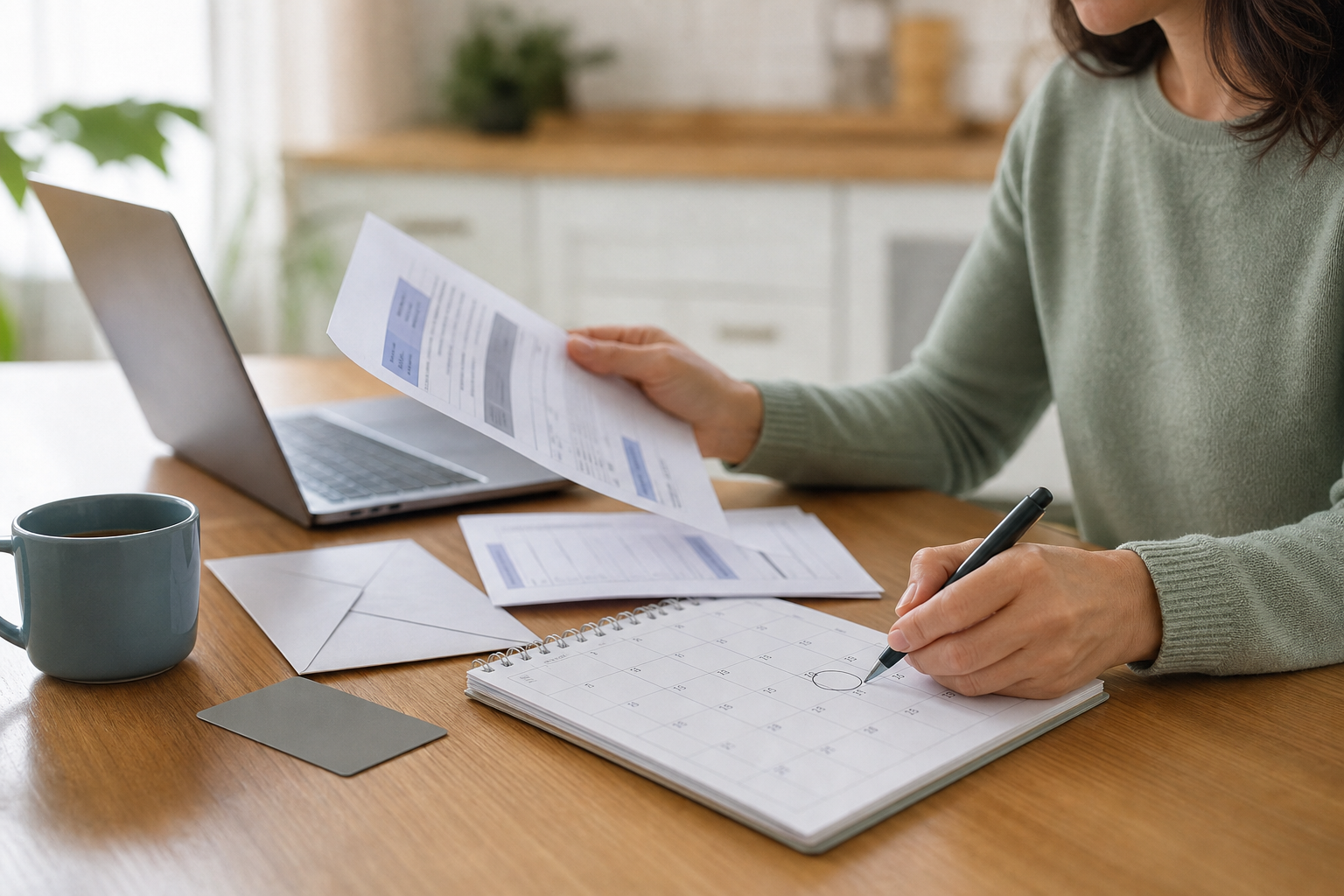 Calendar and insurance renewal paperwork arranged for payment planning
